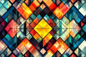 Abstract Geometric Pattern with Vibrant Colors created with Generative AI