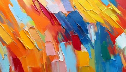 Poster - abstract oil painting colorful vibrant color brush strokes background wallpaper paint texture bold art expressive artwork fine realistic detail modern style evoking vibrant emotions feelings