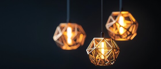 Golden Geometric Pendants