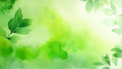 abstract watercolor green background summer spring energy freshness generative ai