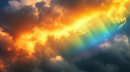 Poster - Spectacular Sky with Vibrant Sunset and Rainbow