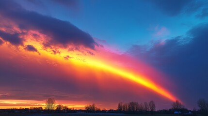 Wall Mural - Stunning Fiery Sunset with Majestic Sky