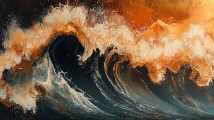 Sticker - Fiery Ocean Wave Abstract