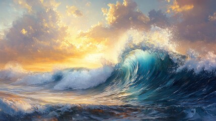 Canvas Print - Ocean Wave at Sunset