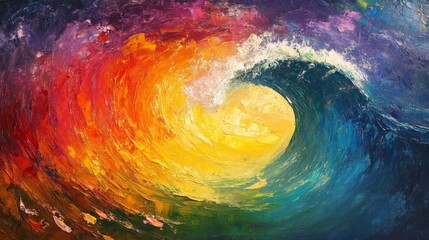 Wall Mural - Colorful Abstract Wave Painting