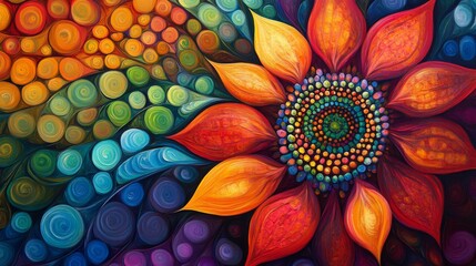 Wall Mural - Abstract Colorful Flower Painting