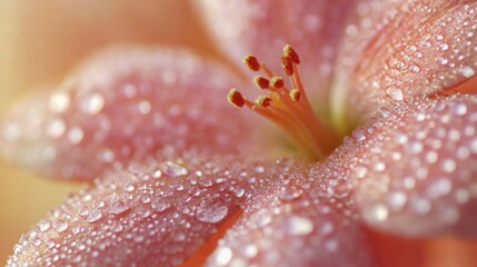 Canvas Print - Close-Up of Dew-Kissed Pink Flower with Soft Focus