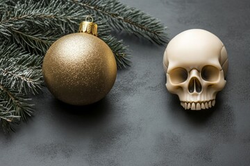 Wall Mural - there is a gold christmas ornament next to a gold christmas ornament. ai.