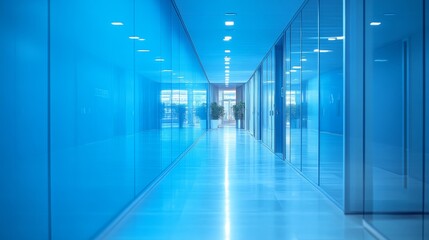 Canvas Print - Modern Blue Office Hallway