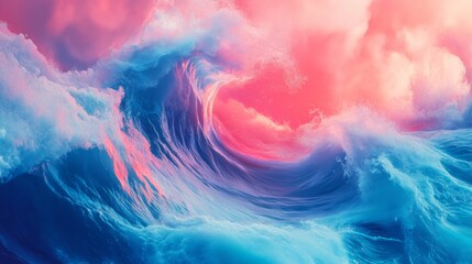 Sticker - Vibrant Pink and Blue Ocean Wave