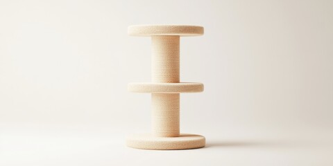 Wall Mural - A 3D icon of a cat scratching post rendered with simple lines and soft textures. The post is centered with a clean white background and subtle shadowing