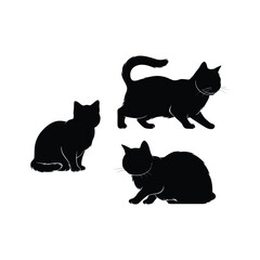 Scottish fold cat silhouette vector template illustration