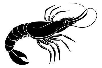 Wall Mural - shrimp vector silhouette, shrimp icon vector, Sea lobster	