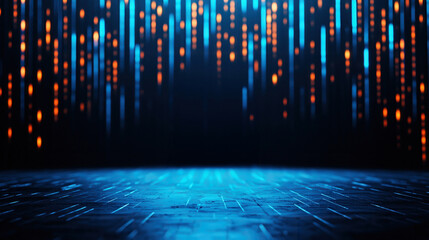 Wall Mural - a mesmerizing backdrop featuring glowing lights in blue and orange, perfect for futuristic or digita