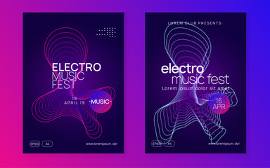 Wall Mural - Discotheque Magazine. Edm Festival Template. Fest Background. Electronic Radio Illustration. Pink Dj Design. Blue Music Poster. Electro Vector. Violet Discotheque Magazine