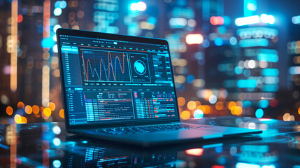 Wall Mural - stock chart on laptop screen