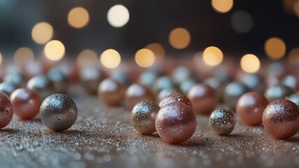 Wall Mural - close up of a christmas decorations, water drops on a leaf