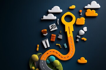 charity as a key to unlocking potential, depicted in a design showing pathways to education, employm