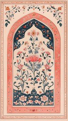 Wall Mural - Mughal Garden illustration,Mughal Garden elements collection,Mughal Garden wedding invitation,Mughal Garden frame