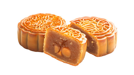 Mid-autumn festival food, moon cake ,on white 