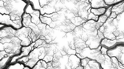 Wall Mural - Abstract branches against white background.