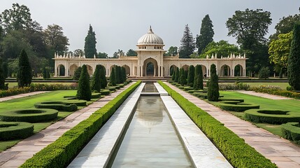 Wall Mural - Mughal Garden illustration,Mughal Garden elements collection,Mughal Garden wedding invitation,Mughal Garden frame