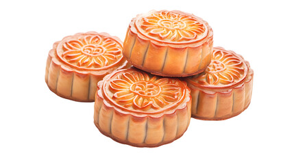 Wall Mural - Mid-autumn festival food, moon cake ,on white 