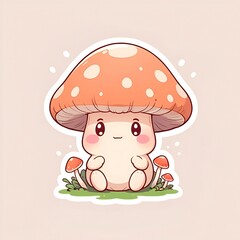 Poster - Cute Mushroom Cartoon Illustration