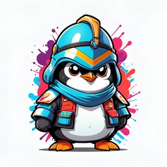 Poster - Penguin Soldier Cartoon Illustration