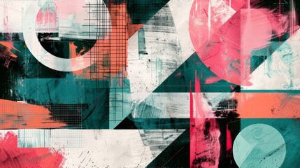 Wall Mural - abstract geometric shapes with grunge textures.