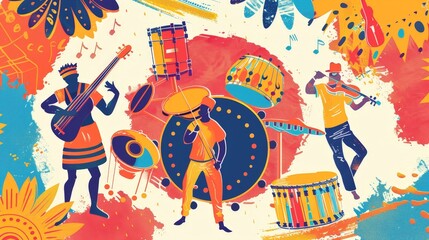 Canvas Print - Colorful Music Illustration.