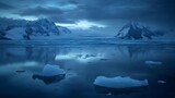 Ethereal Arctic Twilight Landscape with Drifting Ice Floes in Serene Solitude