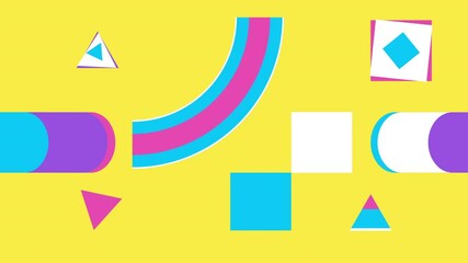 Wall Mural - abstract loop geometric motion design. geometric shape animation in bright colors. 4k resolution ani