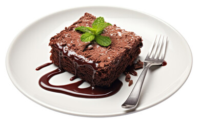 Wall Mural - PNG Choccolate brownie cake plate fork chocolate.