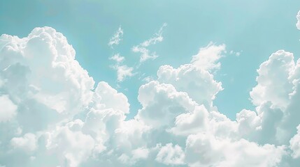 Sticker - White fluffy clouds in a blue sky.