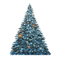 Wall Mural - PNG Blue festive Christmas tree, transparent background