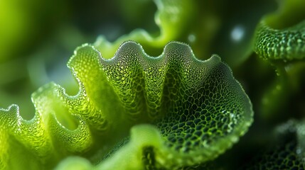 Wall Mural - close-up macro photograph showcasing the intricate texture and patterns of vibrant green spirulina a