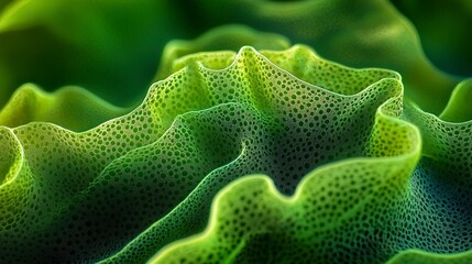 Wall Mural - close-up macro photograph showcasing the intricate texture and patterns of vibrant green spirulina a