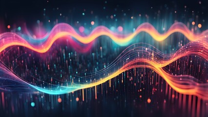 Wall Mural - A colorful wave of light with a lot of dots