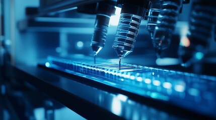 Canvas Print - Close-up of a DNA sequencing machine, emphasizing the advancements in biotechnology and genetics. Minimal and Simple