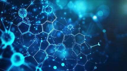 Wall Mural - abstract medical technology background. blue, health, science and research concept
