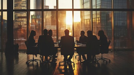 Canvas Print - Business Professionals Engaged in a Productive Discussion at a Conference Table