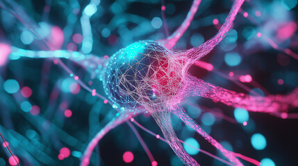 Aufkleber - Neuron connecting and glowing showing neural network and data flow