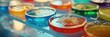© The 2R Artificiality - Petri dish containing organic bacteria for substance analysis in a laboratory, featuring vibrant liquids on a glass surface for biochemistry research.