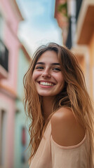 Poster - Casual closeup of an attractive smiling woman