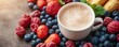 © pisan - Start Your Day with a Delicious and Refreshing Artisan Breakfast Drink Crafted Beverage for a Healthy Morning Enjoy a Smooth and Creamy Latte with Fresh Berries and Banana Perfect for a Quick and