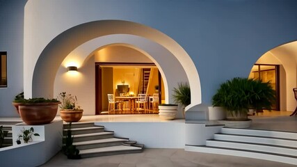 Fototapete - Beautiful white villa with pool and garden