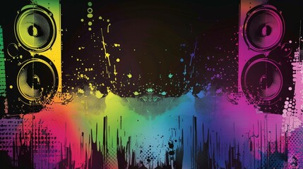 Abstract Music Background with Colorful Splashes.