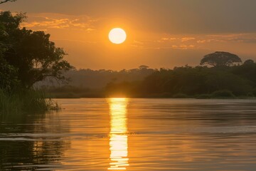 Sticker - Golden Sunset Over a Serene River