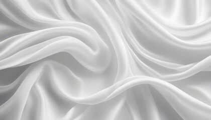 White color silk wave drapery abstract background. Flowing satin fabric texture concept created with generative ai	